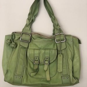 Green Fossil Leather Satchel